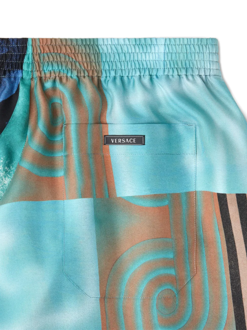 Versace Zijden twill shorts met print Blauw