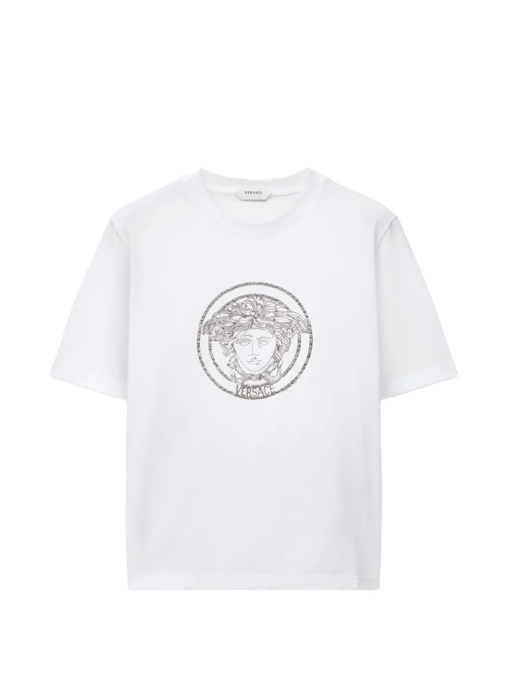 Versace embroidered cotton-jersey T-shirt - Bianco