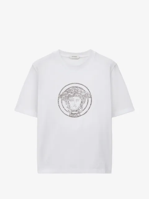 Versace camiseta de jersey de algodón con bordado