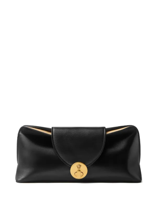 Versace Medusa Head Leather Clutch Bag in Black