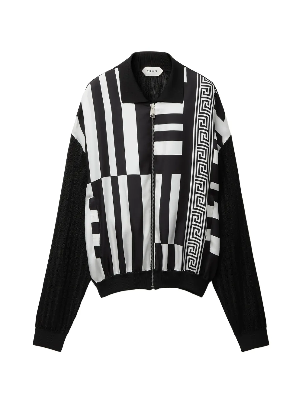 Versace Reißverschluss-Pullover mit Greca-Print - Schwarz