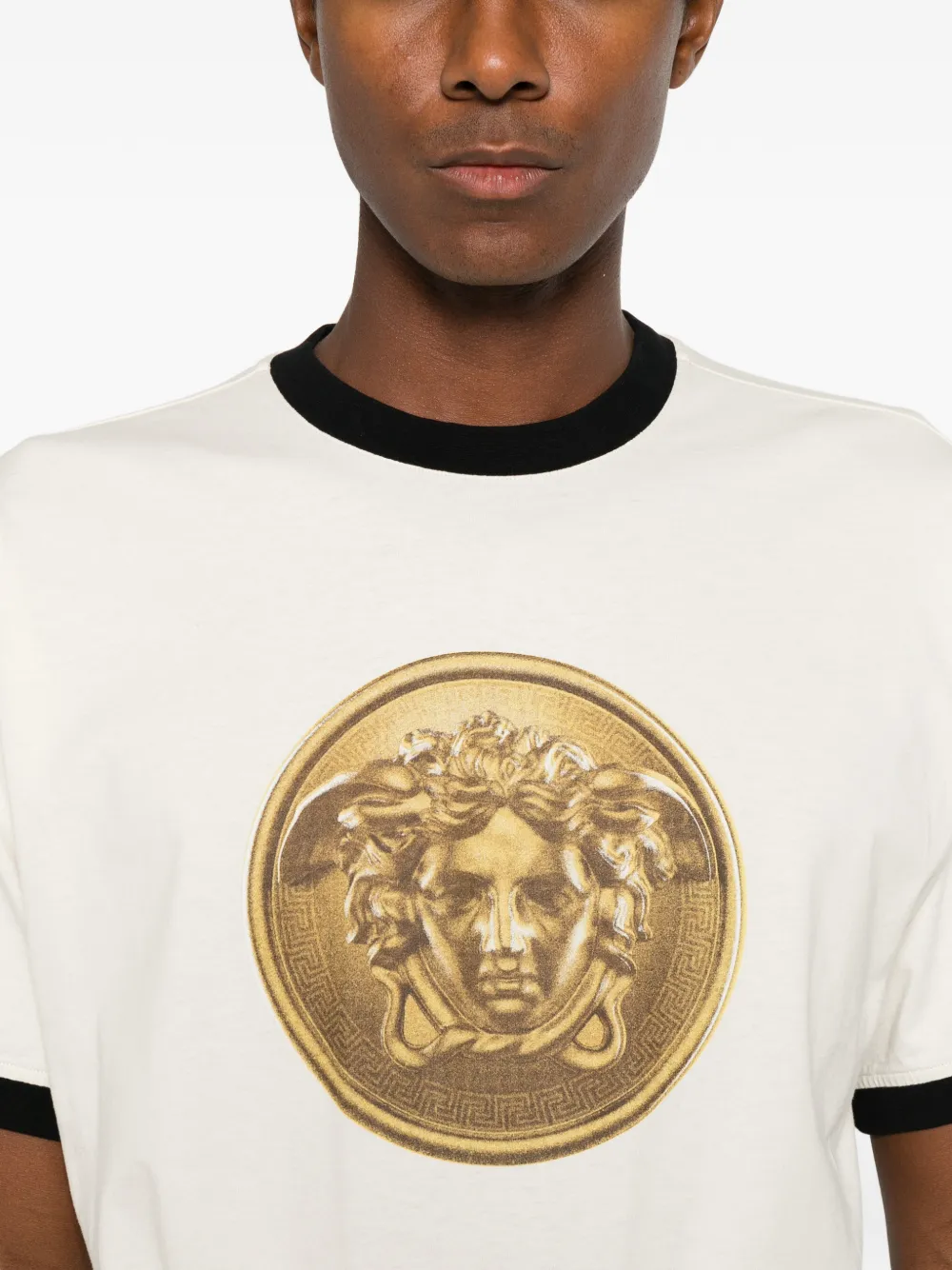 Versace Regular katoenen jersey T-shirt met print Wit