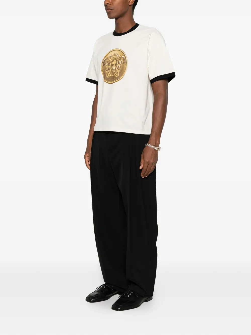 Versace Regular katoenen jersey T-shirt met print Wit