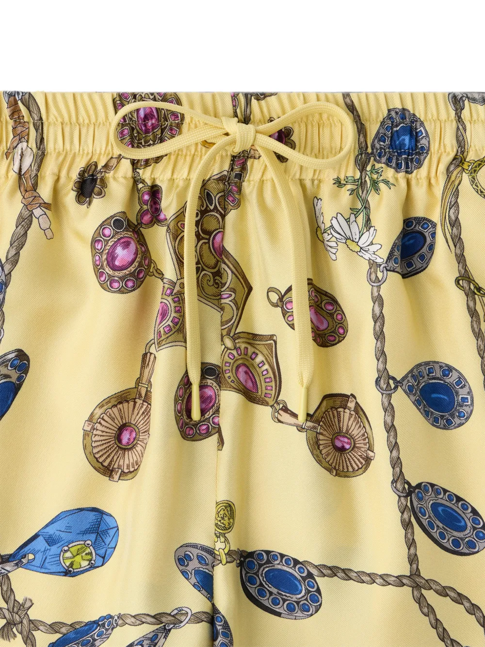 Versace Zijden twill shorts met print Geel