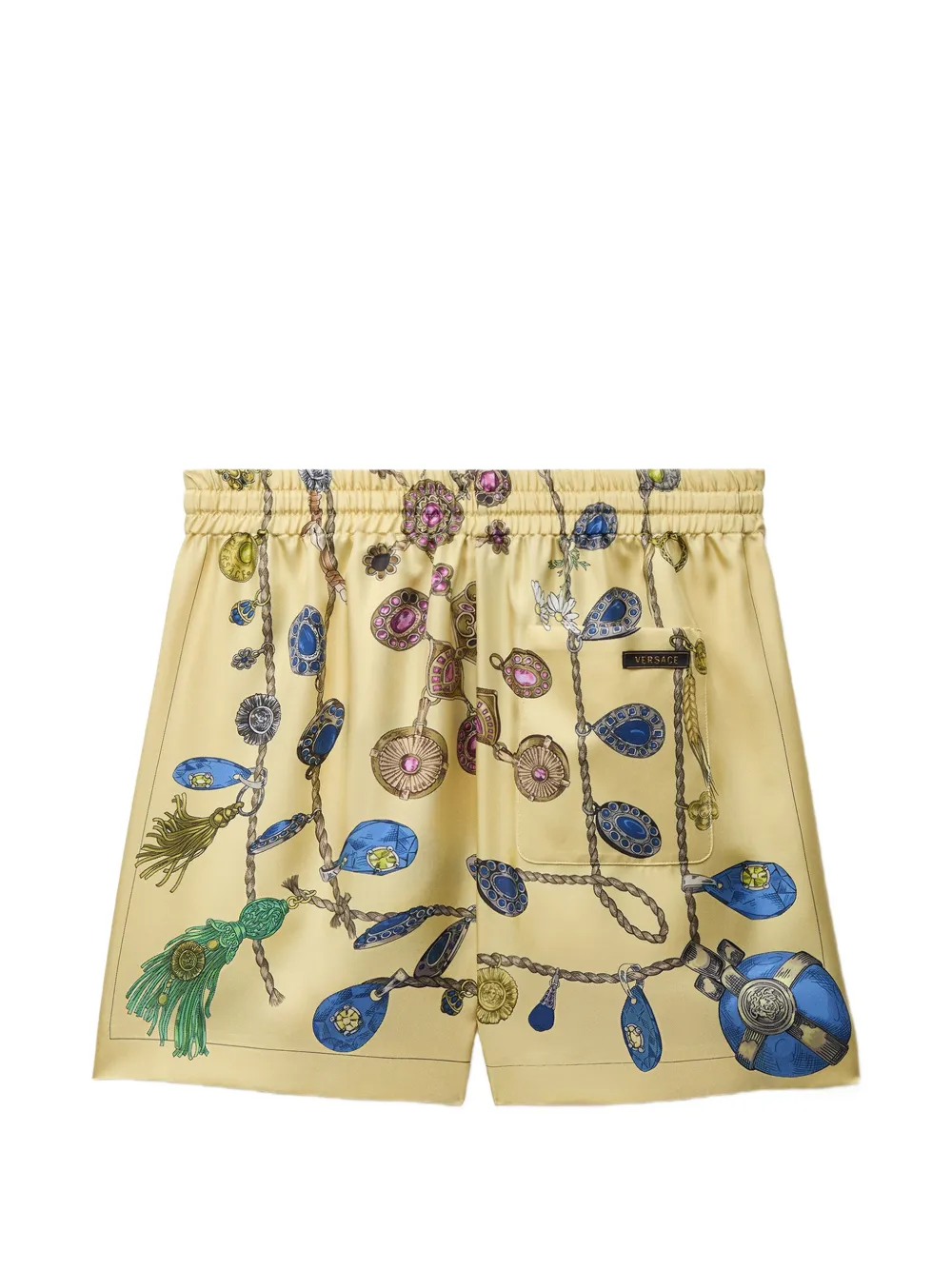 Versace Zijden twill shorts met print Geel