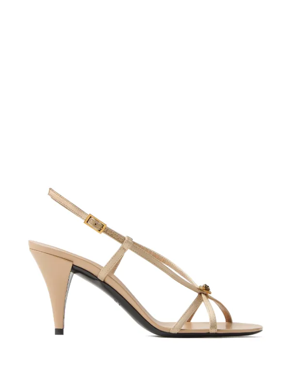 Versace Valentina Satin Sandals 80 Mm in Neutrals