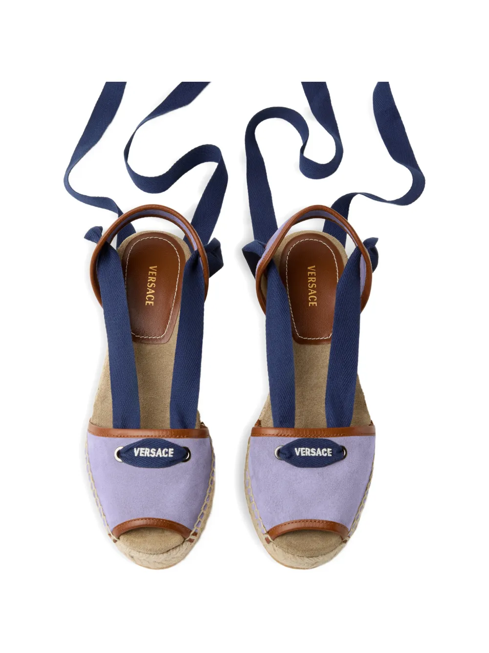 Versace Lola suede wedge sandals 65 mm Paars