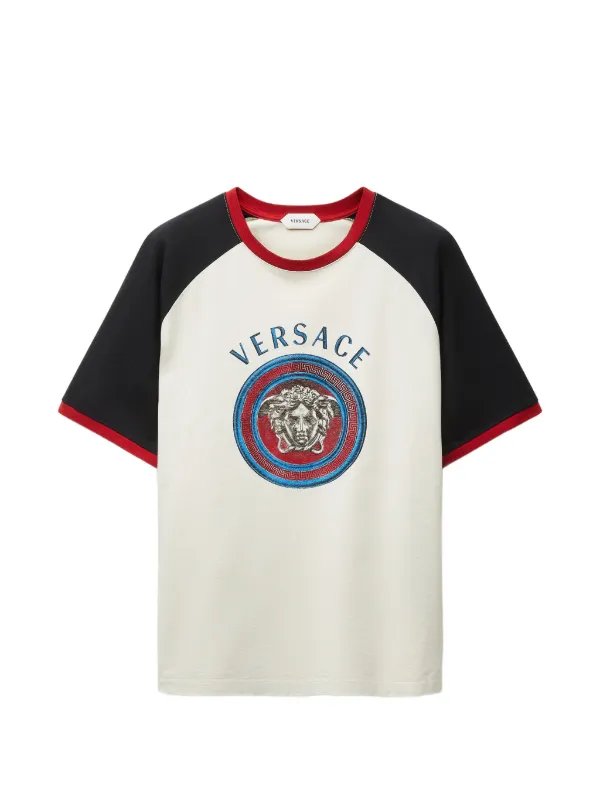 Versace Printed cotton-jersey Regular T-shirt | Neutrals | FARFETCH