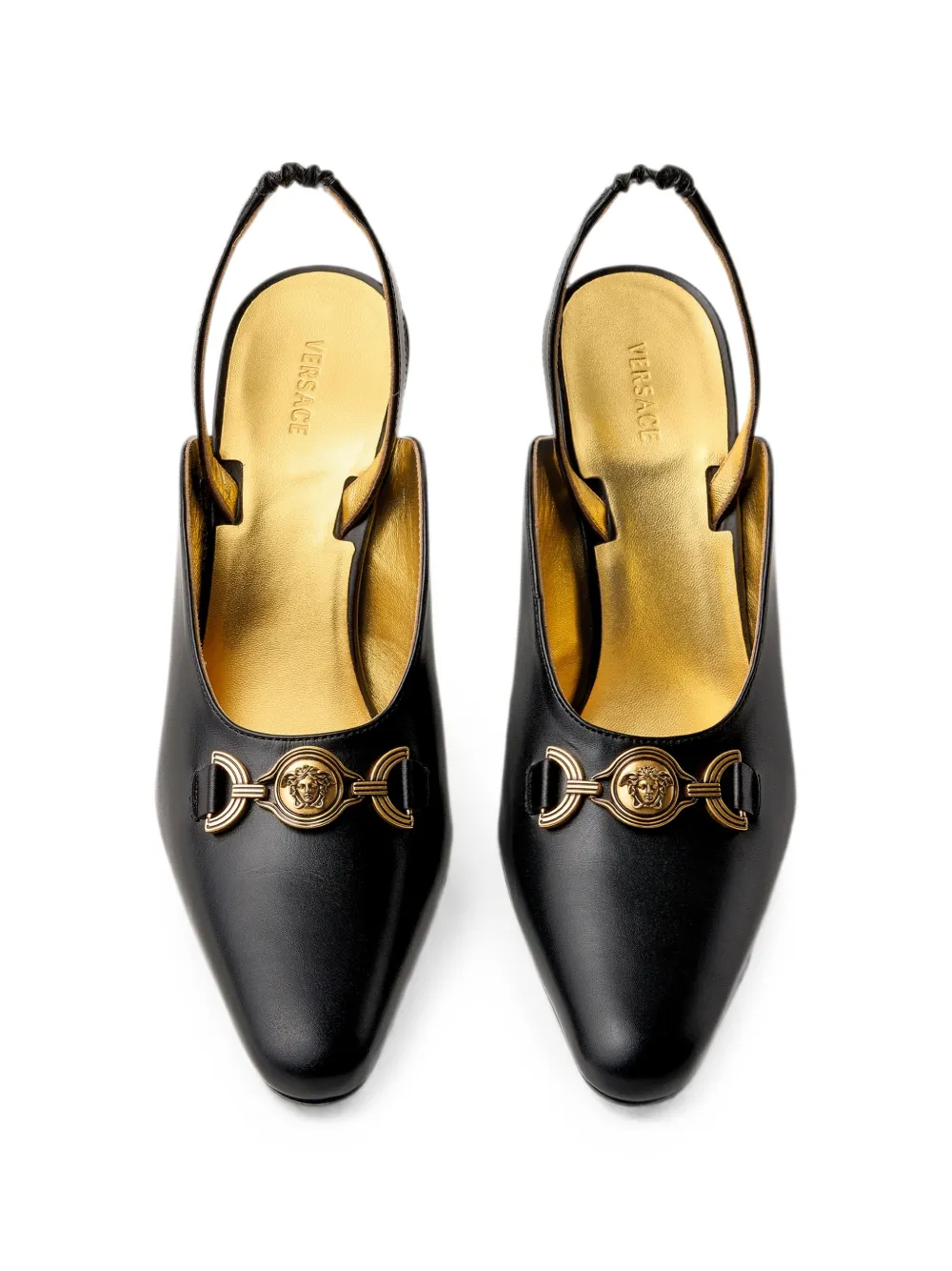 Versace Marisa leren slingback pumps 90 mm Zwart