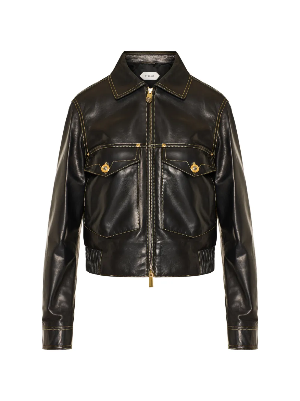 Versace Blouse van nappa leer Zwart