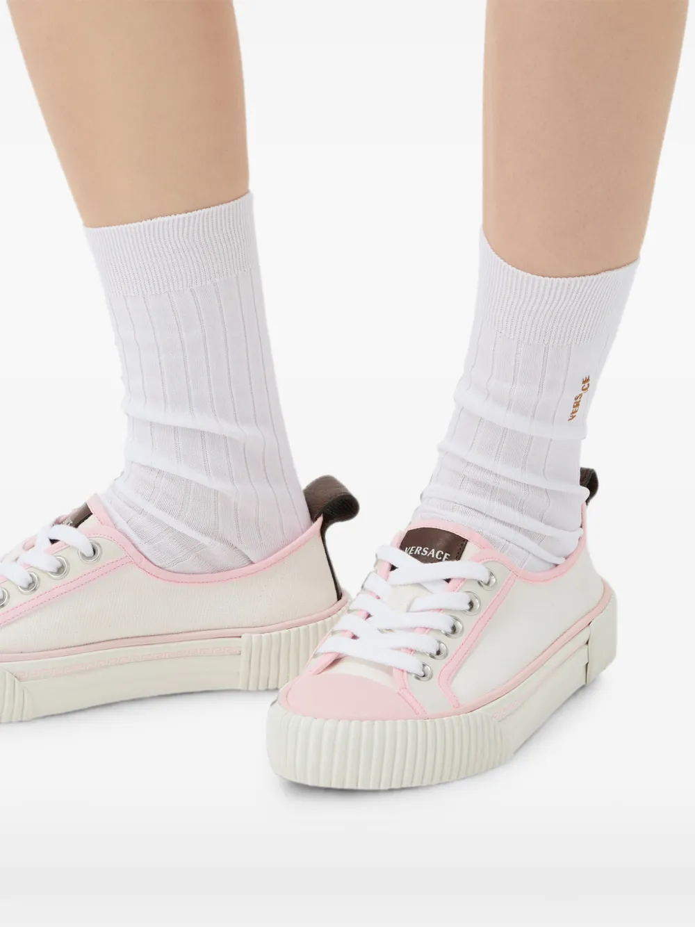 Versace Goliath canvas sneakers Wit