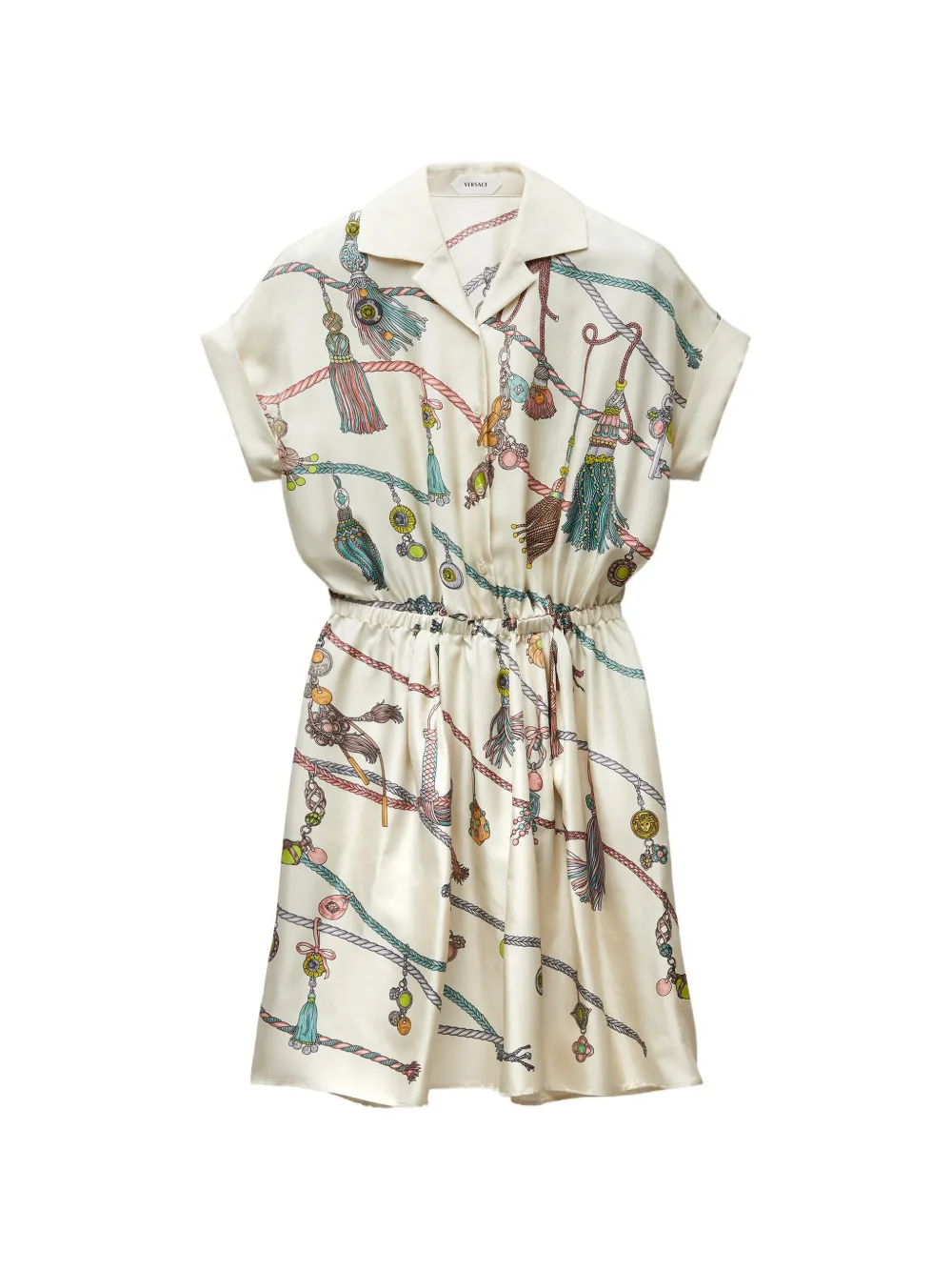 Versace printed silk twill mini dress - Nude