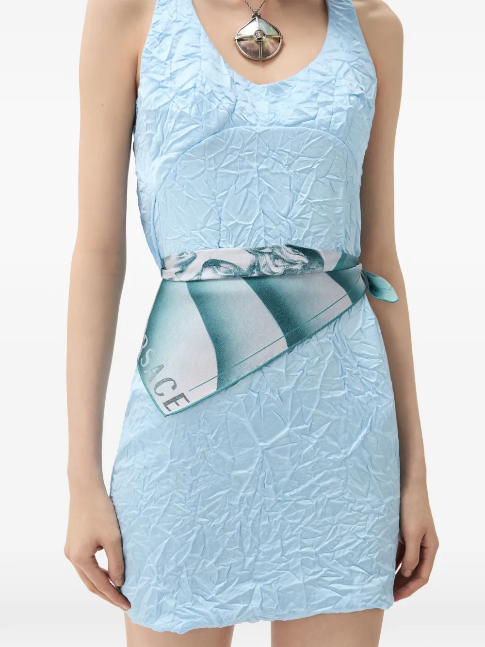 Versace Zijden twill sjaal met print (55 cm) Blauw