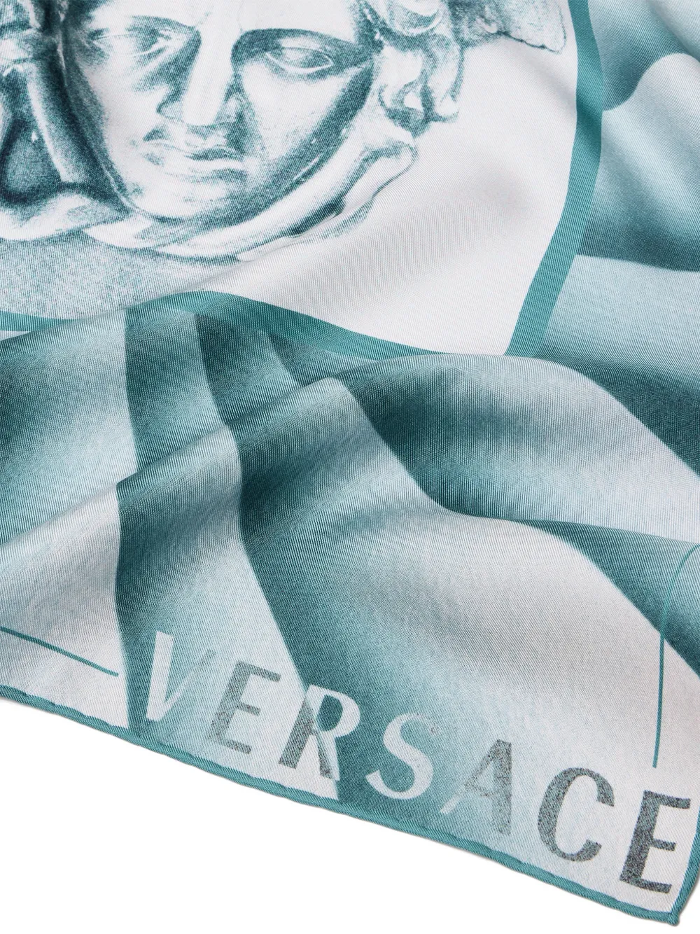 Versace Zijden twill sjaal met print (55 cm) Blauw