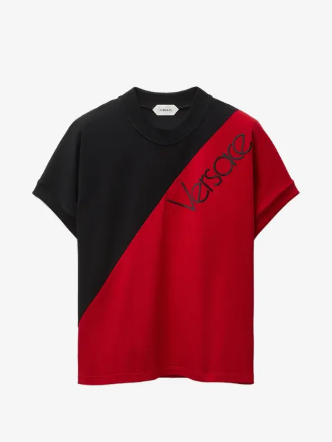 Versace logo-embroidered colour-block T-shirt