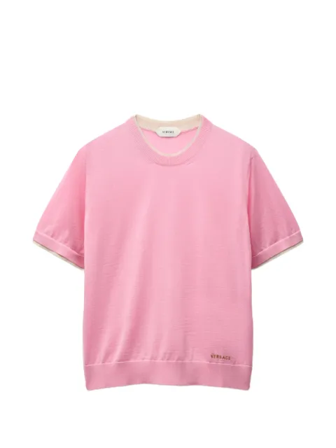 Versace logo-embroidered layered-effect T-shirt