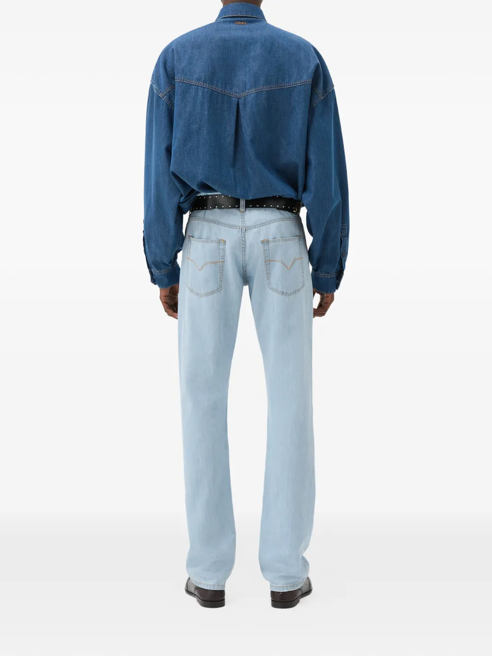 Versace Chambray straight jeans Blauw