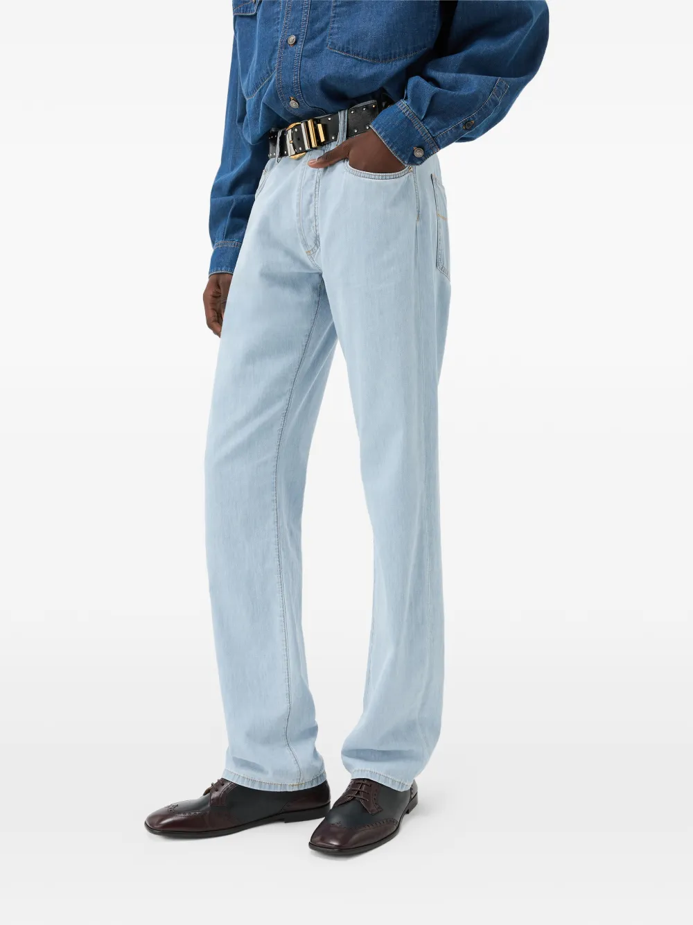 Versace Chambray straight jeans Blauw