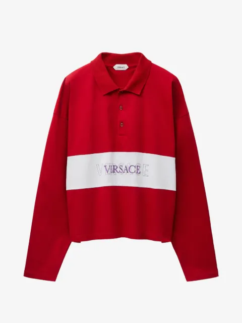 Versace playera tipo polo de jersey de algodón stretch con logo bordado