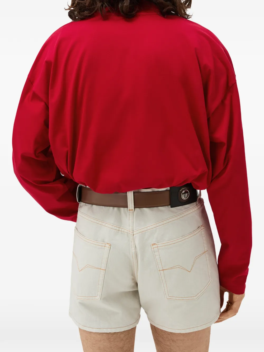 Versace Katoenen jersey intarsia poloshirt met geborduurd logo Rood