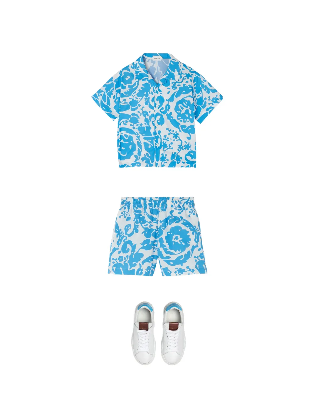 Versace Kids Katoenen popeline shirt met print Blauw