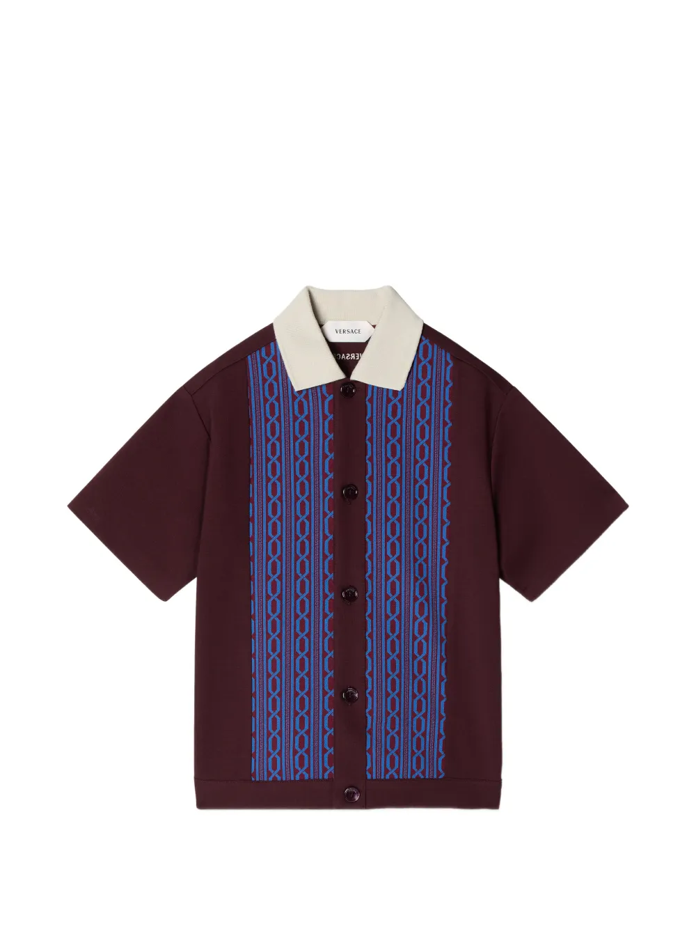 Versace embroidered-logo jacquard Milano-stitch shirt - Rosso