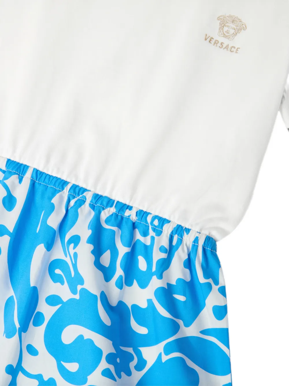 Versace Kids Jersey en katoenen popeline jurk Wit
