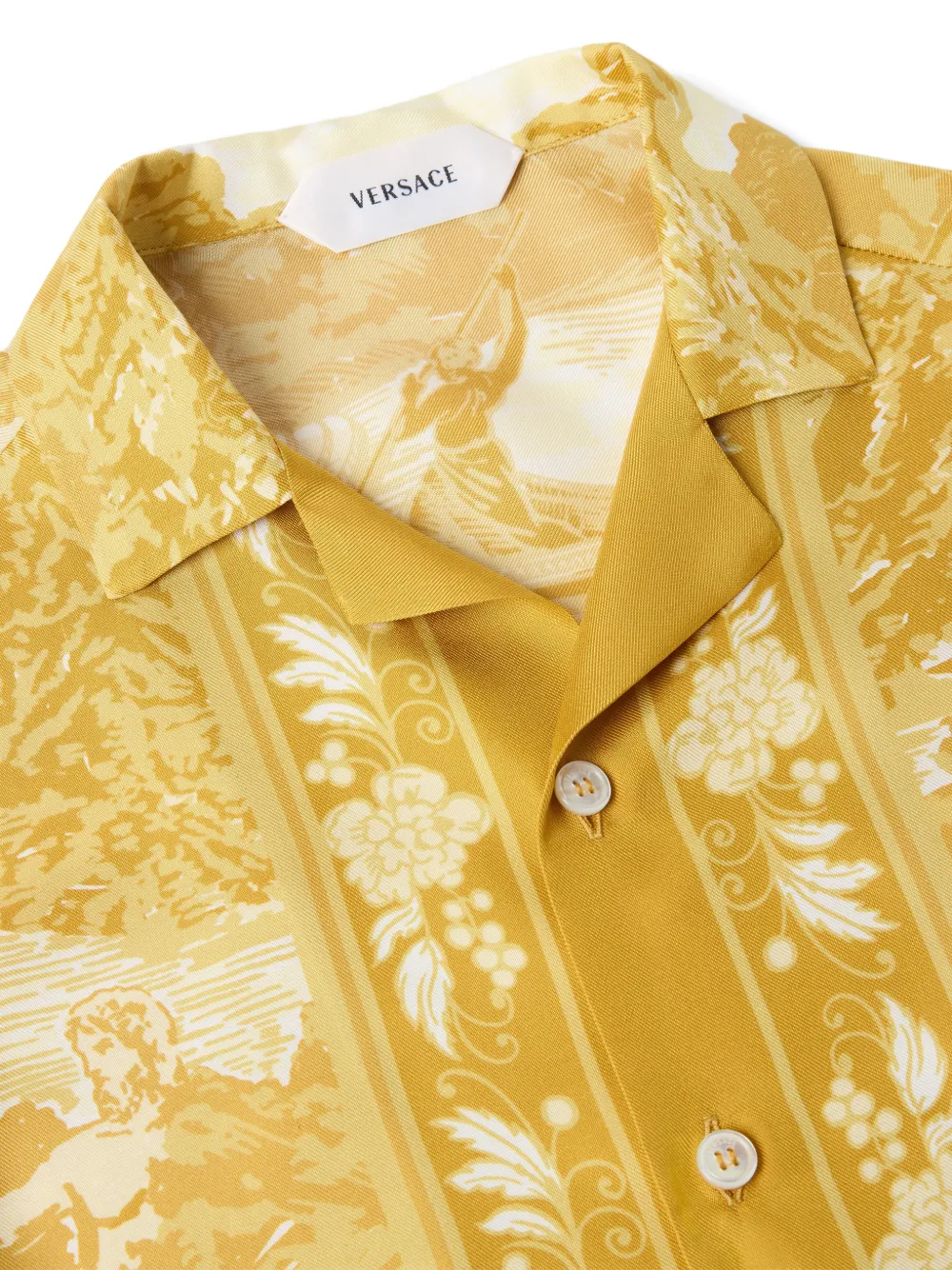 Versace Kids Zijden twill blouse met print Geel