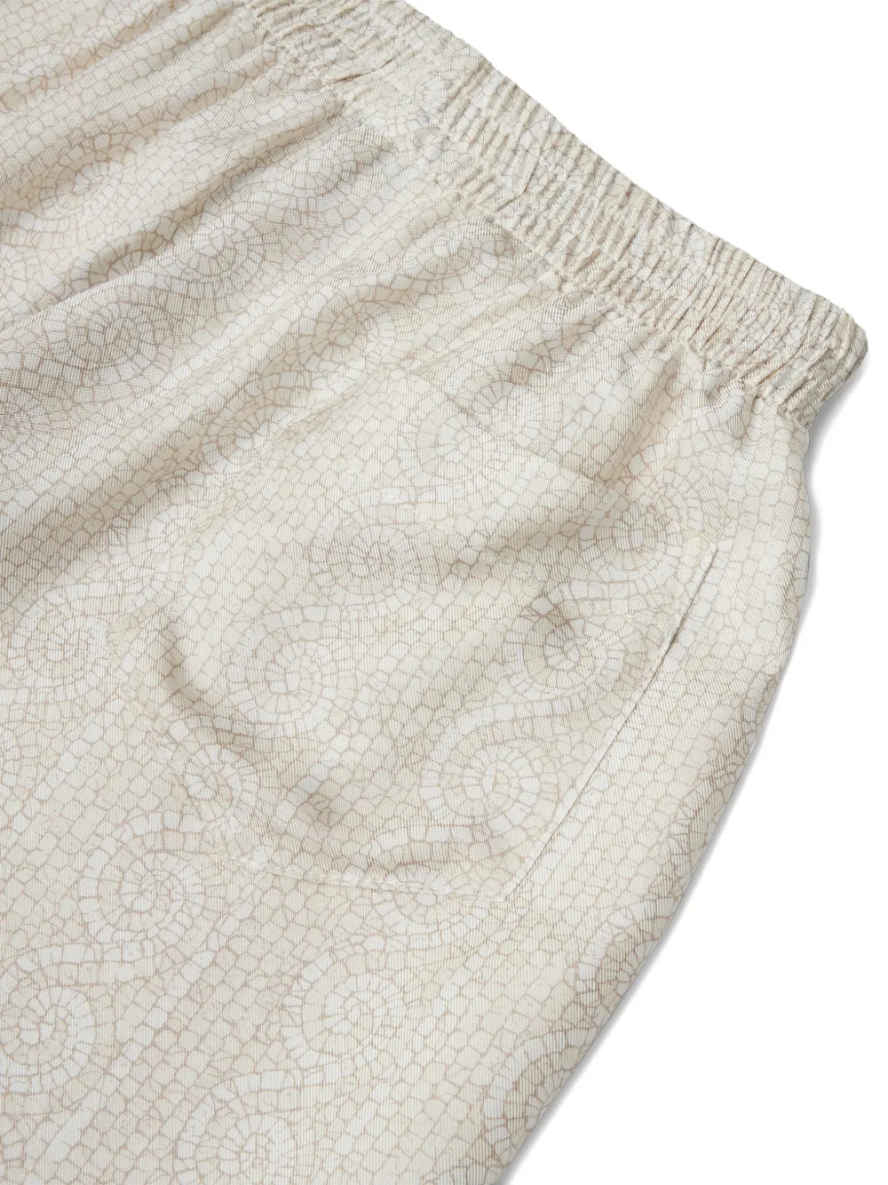 Versace Kids Zijden twill shorts met print Beige