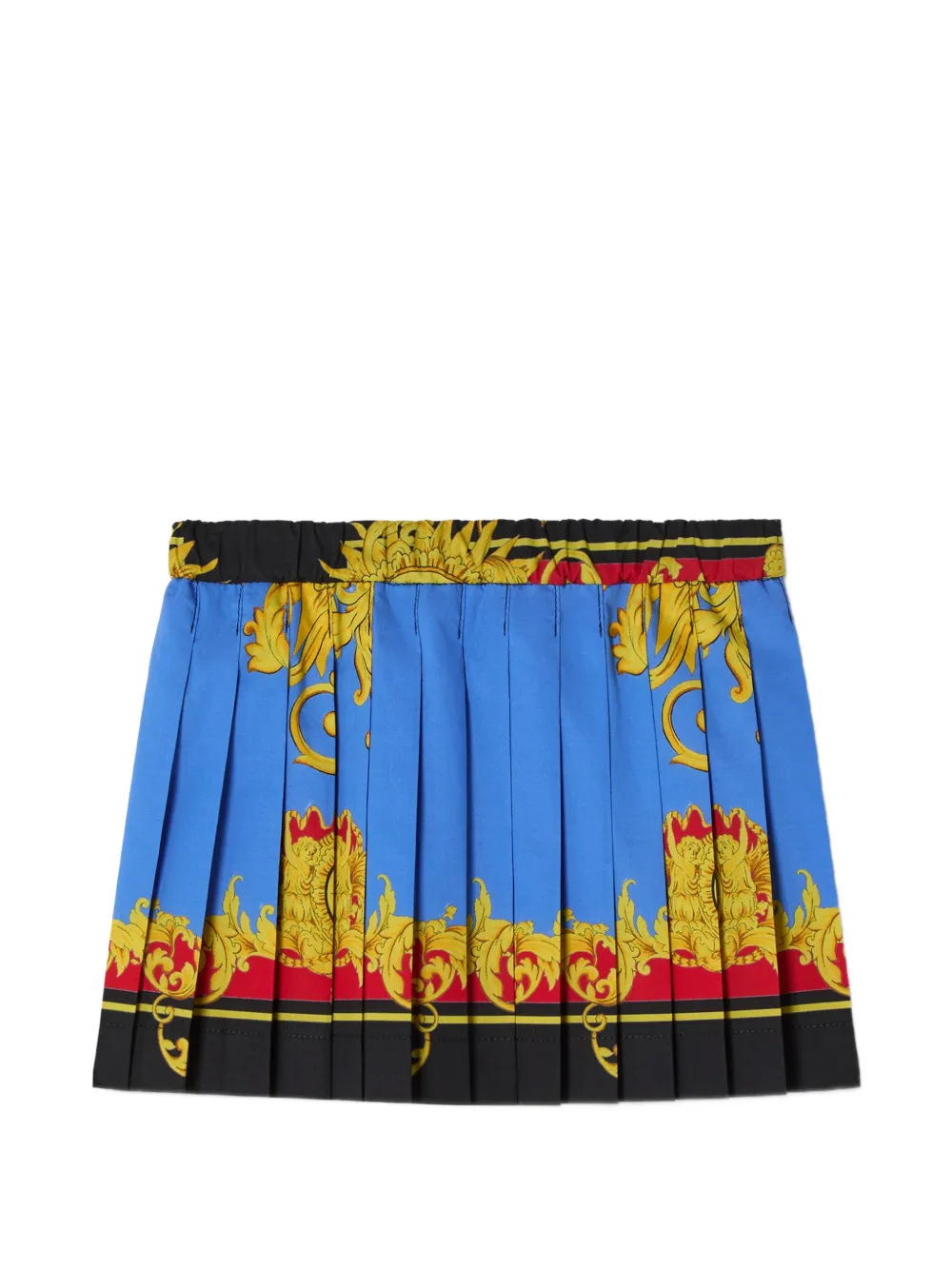 Versace Kids Gonna plissettata con stampa barocco - Blu