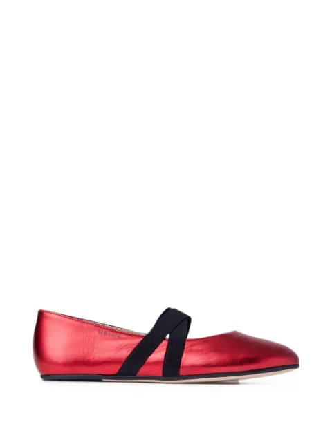 Versace Kids metallic-effect crossover-strap ballet flats