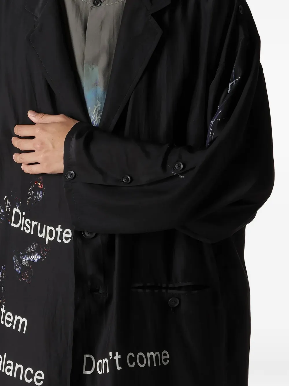 Yohji Yamamoto Jack met knopen en patroon Zwart