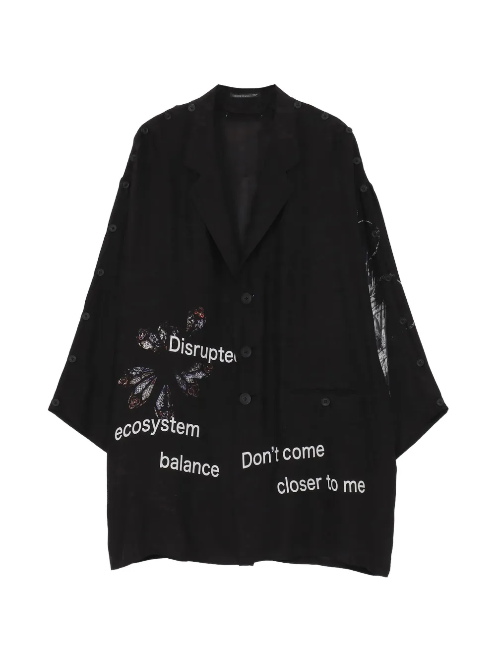 Yohji Yamamoto buttoned patterned silk jacket - Schwarz