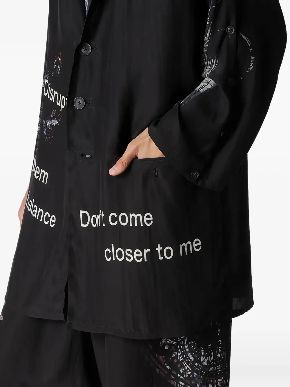 Yohji Yamamoto Jack met knopen en patroon Zwart