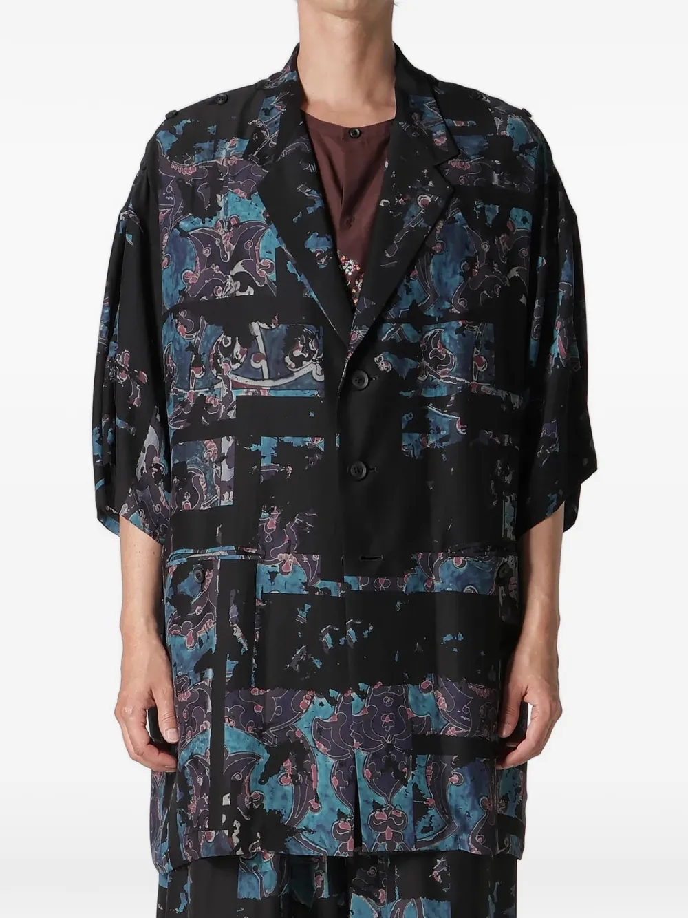  Yohji Yamamoto Patterned Silk Jacket - Black 
