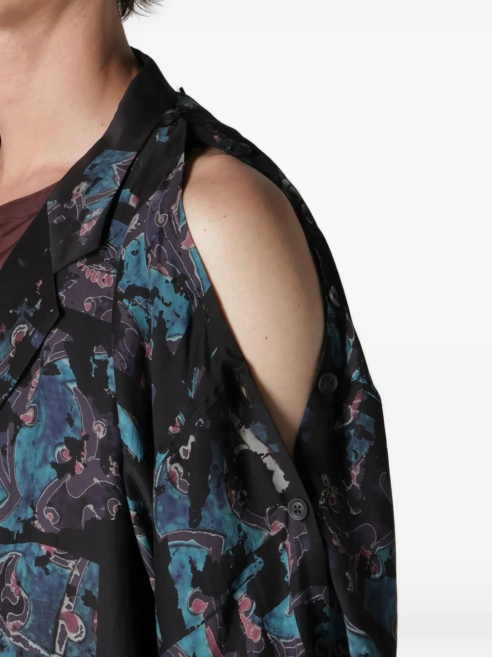 Yohji Yamamoto Zijden jas met patroon Zwart