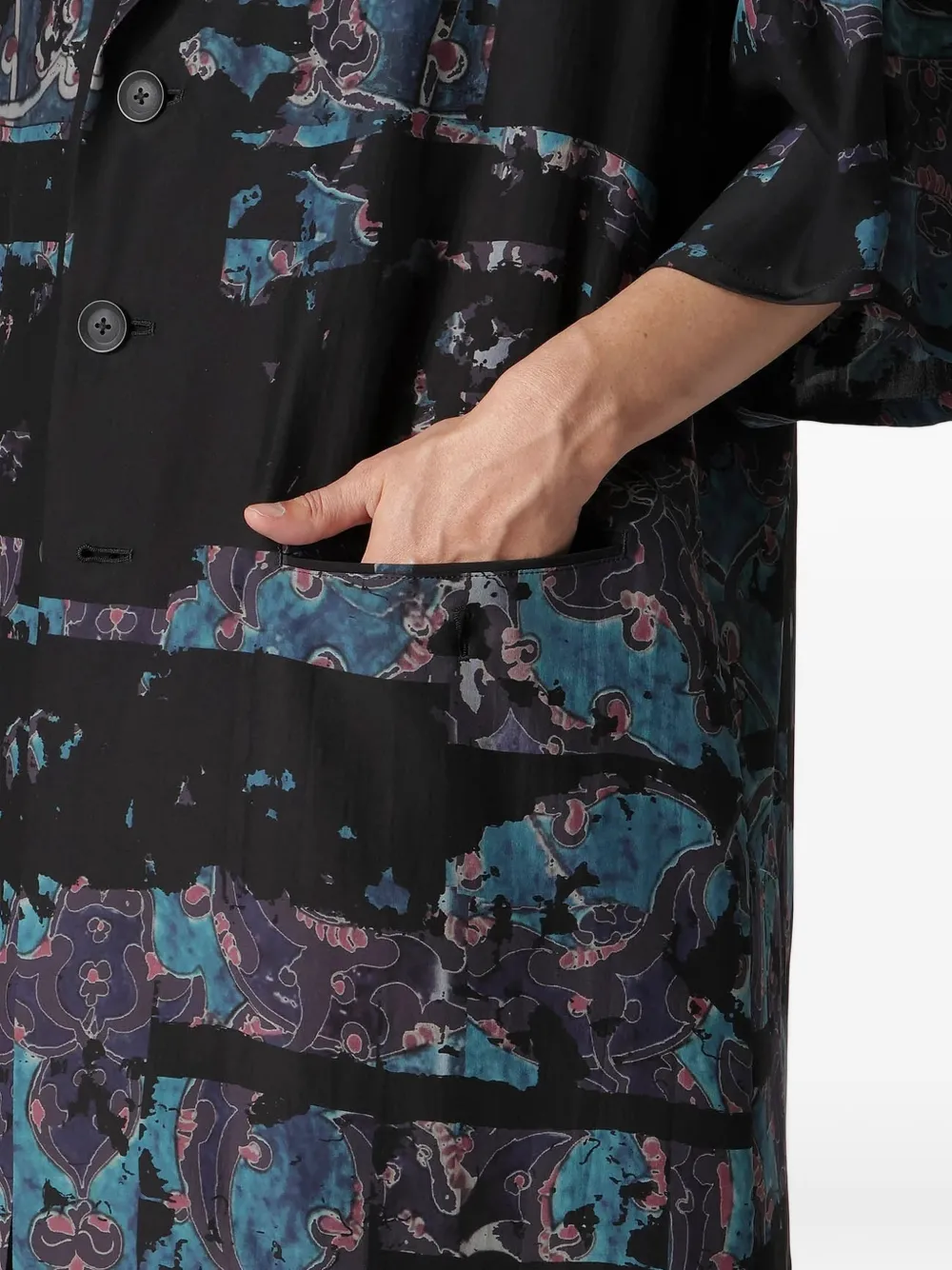  Yohji Yamamoto Patterned Silk Jacket - Black 