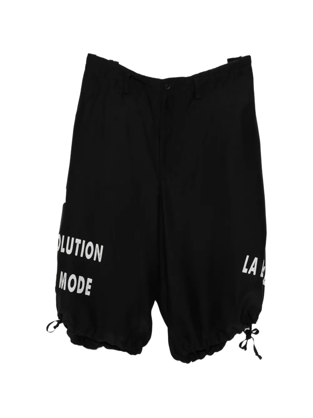 Yohji Yamamoto slogan-print drawstring shorts - Nero