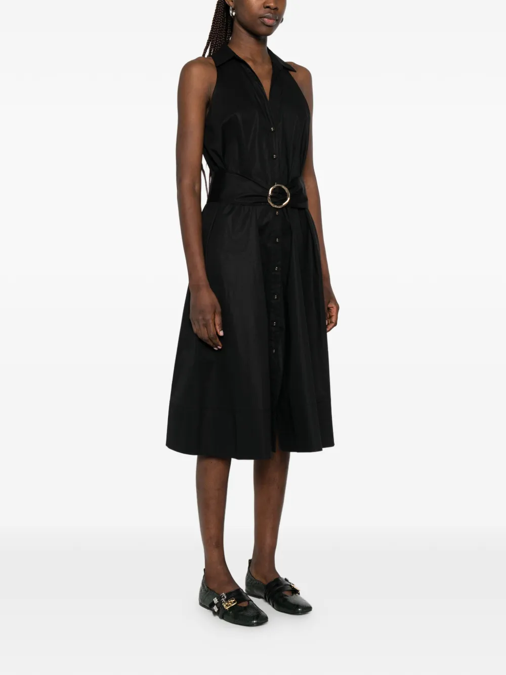 TWINSET Popeline midi-jurk Zwart