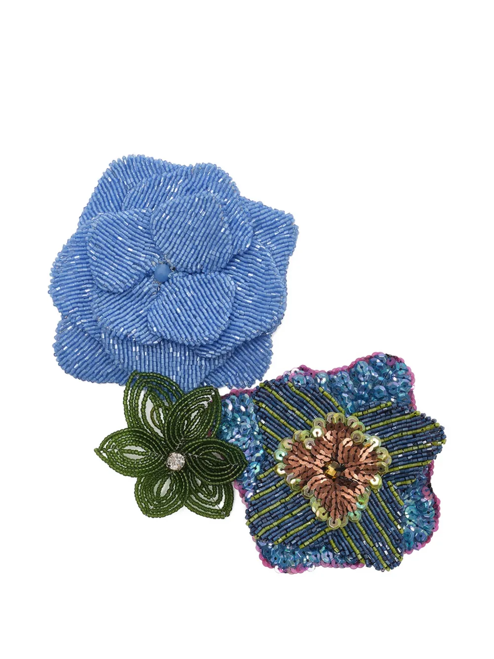  Maliparmi Beaded Floral Brooch Set - Blue 