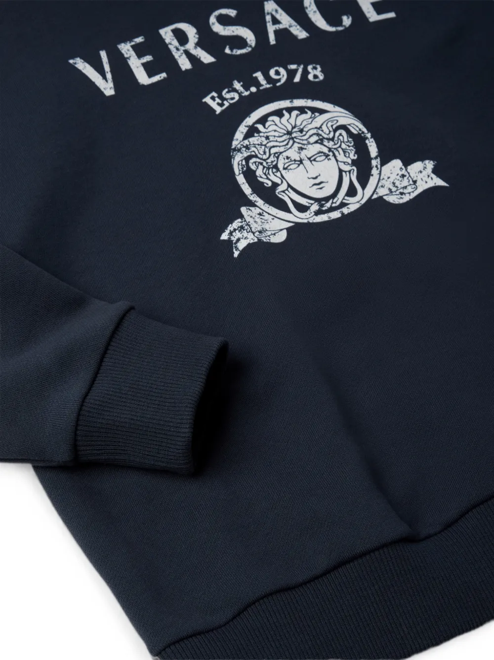 Versace Kids Katoenen-jersey hoodie met print Blauw