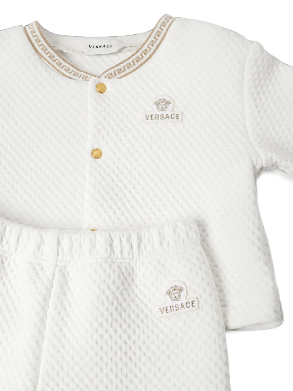 Versace Kids Vest set van geborduurde matelassé jersey Wit