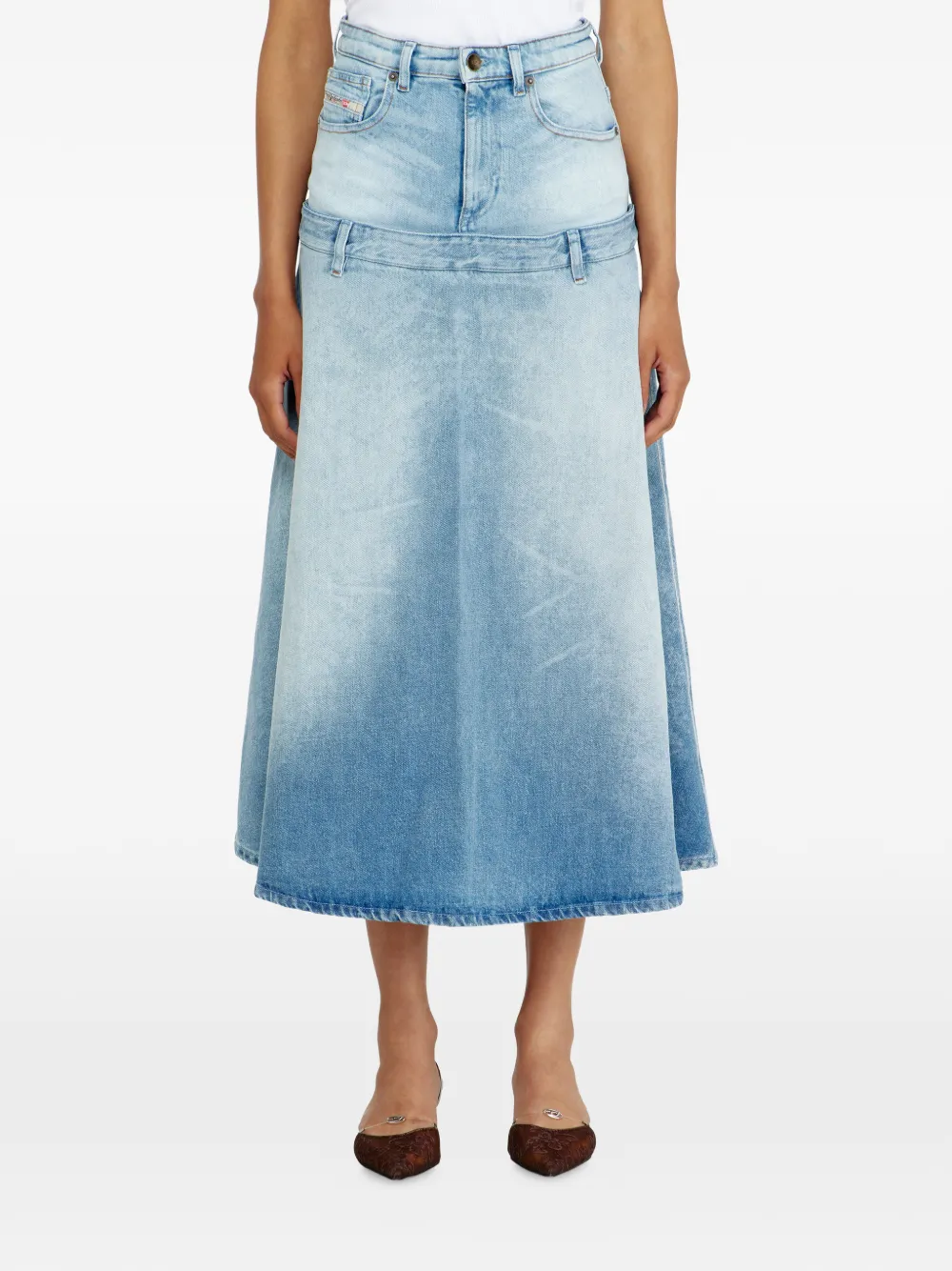  Diesel Falda Acampanada Con Efecto A Capas - Azul 