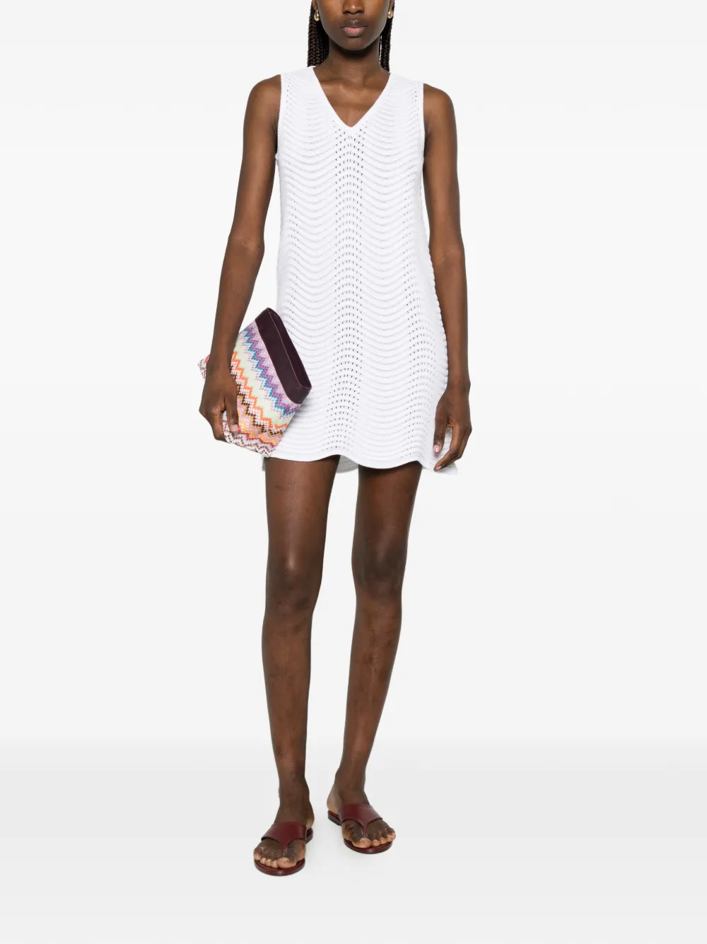 Neera Mini-jurk met V-hals en textuur Wit