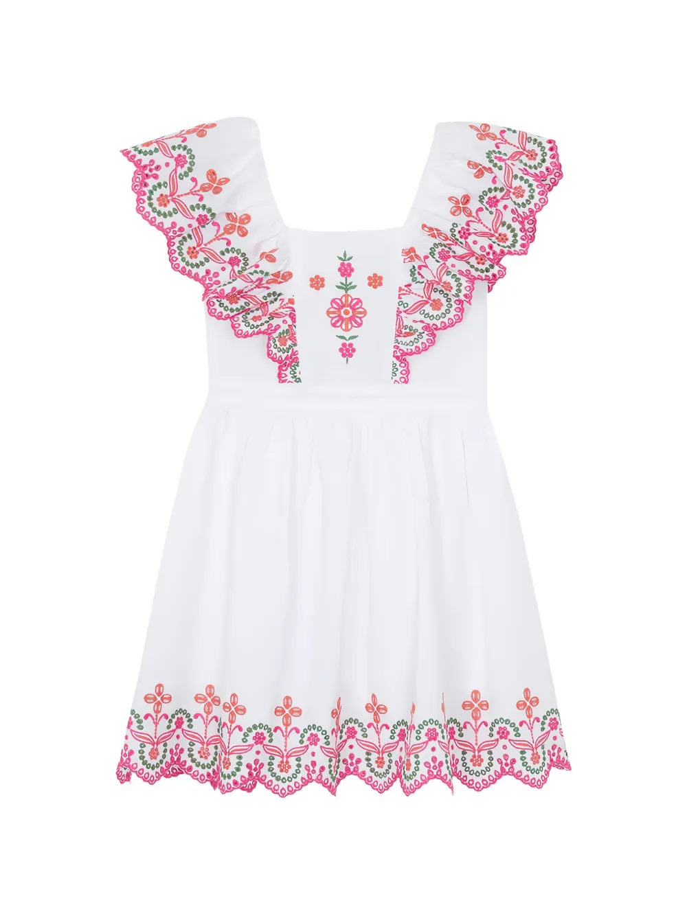 Tartine Et Chocolat ruffled embroidered dress - Bianco