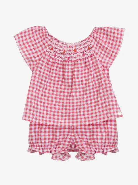 Tartine Et Chocolat gingham smock shorts set (set of two)