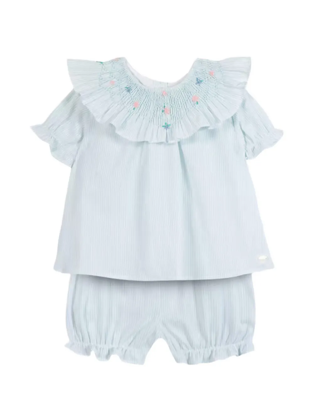 Tartine Et Chocolat embroidered smocked shorts set - Blau