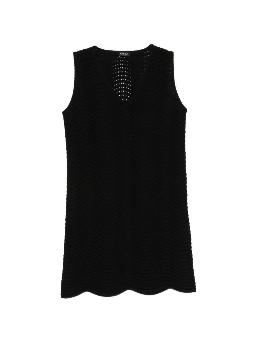 Neera V-neck textured mini dress - Nero