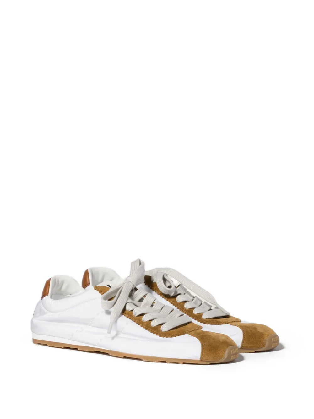 Miu Plume technische stoffen en suède sneakers Wit