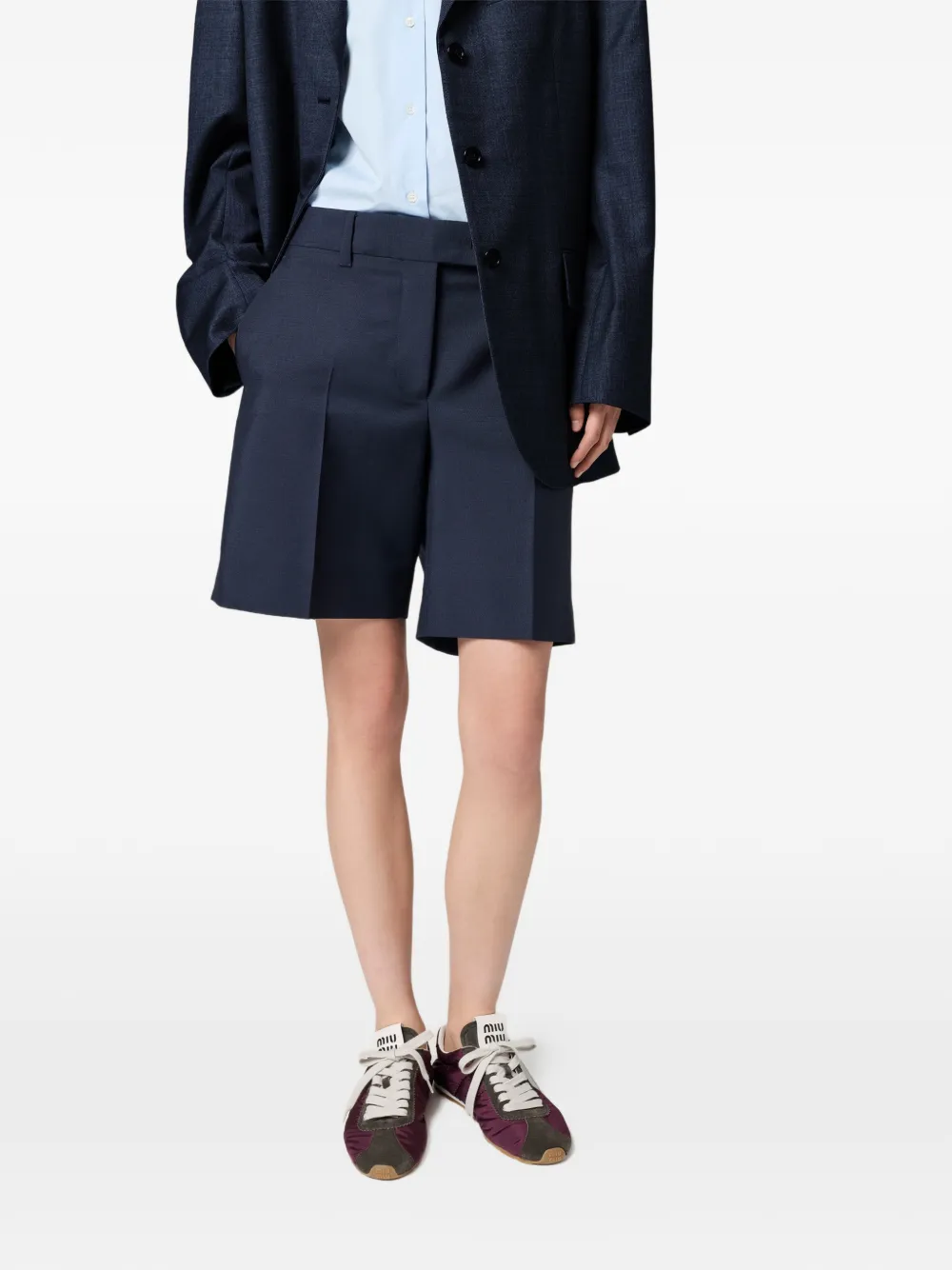 Miu Plume technische stoffen en suède sneakers Paars